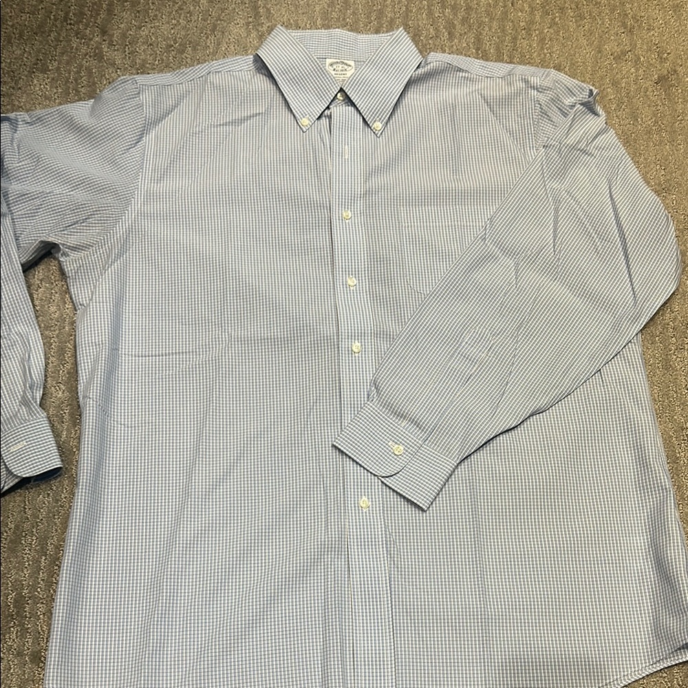 Brooks Brothers Light Blue Checkered Dress Shirt